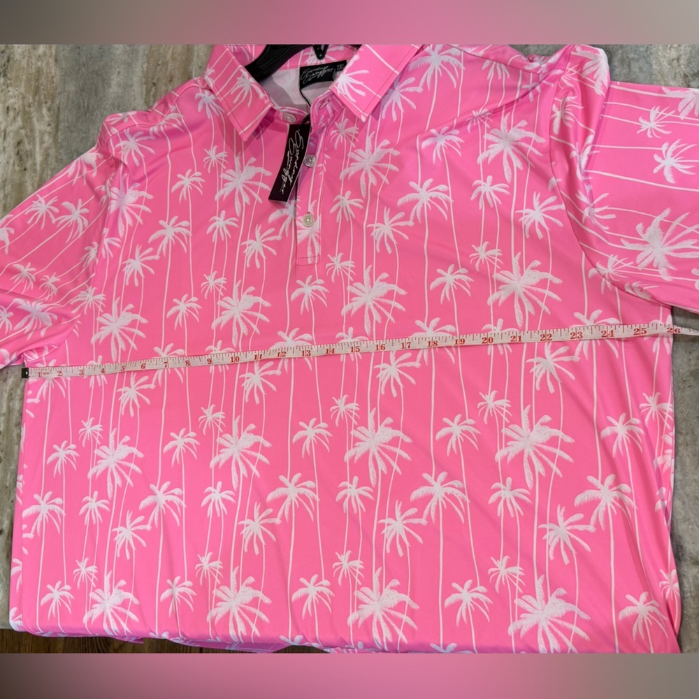NWT Men’s SUNDAY SWAGGER Stylin pink palm tropical golf polo- Size 2XL - Picture 5 of 8